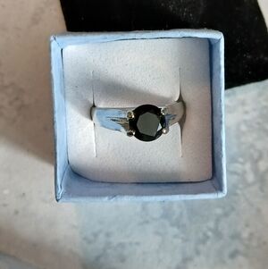 Black Gemstone And Silver Ring